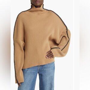 Rag & Bone Ally Whipstitch Detail Mock Neck Sweater Medium NWT